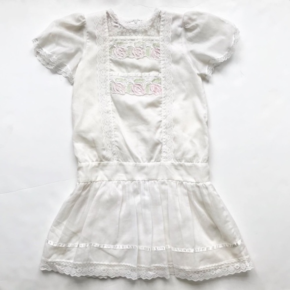 Vintage Nadia drop waist lace detail dress 5/6Y